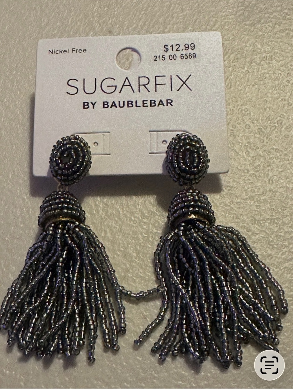 Sugarfix by BaubleBar Gunmetal Beaded Tassel Earrings